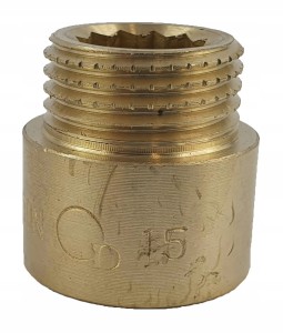 Przedłużka mosiężna 3/4x15 mm Dn20 gruba ciężka