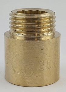 Przedłużka mosiężna 1/2x20 mm Dn15 gruba ciężka