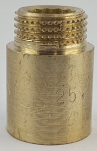 Przedłużka mosiężna 1/2x25 mm Dn15 gruba ciężka